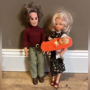 Vintage Mattel 1973  Sunshine Doll Family Set with Baby